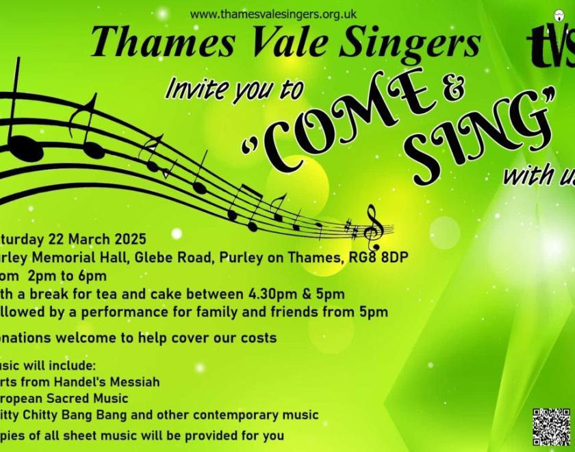 “Come and Sing” with the Thames Vale Singers