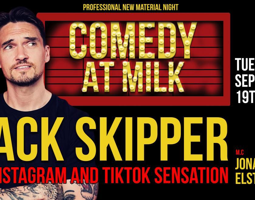 A picture of the poster for the comedy night