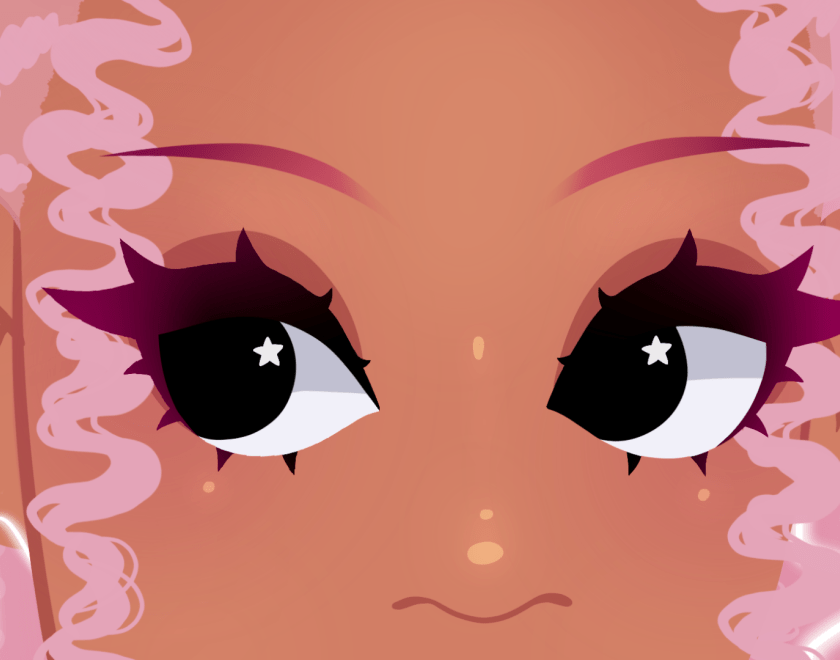 Digital drawing of the artist in pastel colours