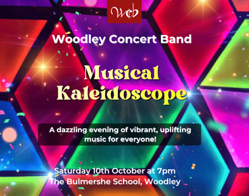 Musical Kaleidoscope poster image with bright geometric shapes and concert title and date.