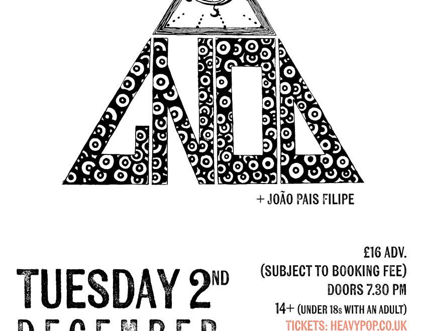 black, white and orange poster for Gnod at the facebar, Reading on Tues 2nd Dec