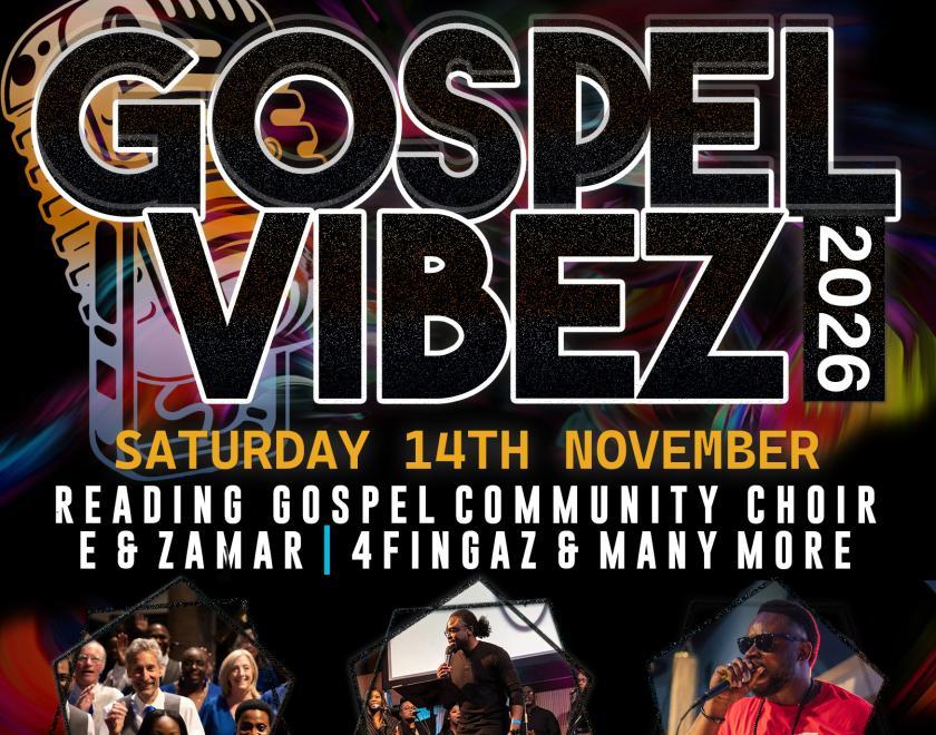 Gospel Vibez 2026 poster with headshots of some of the performers