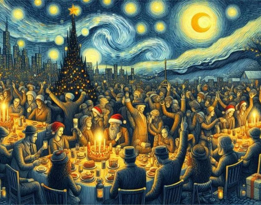 Winter celebration inspired by Starry Night