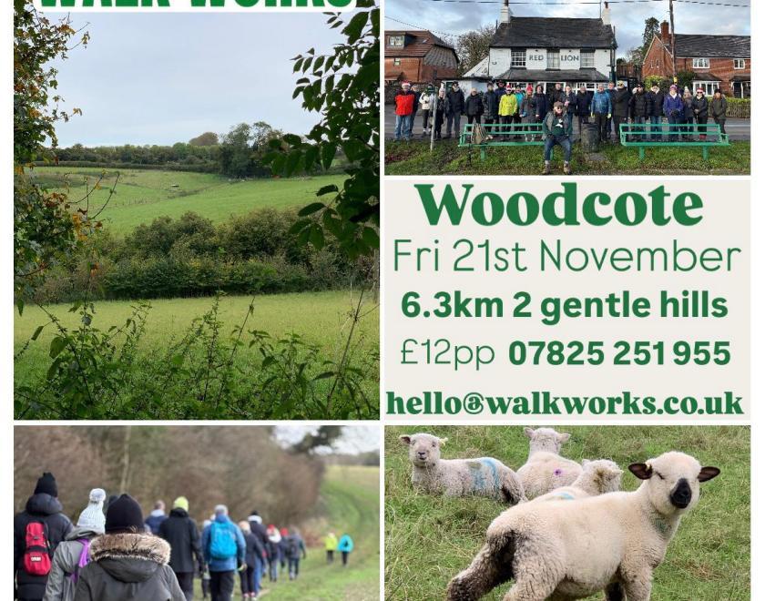poster for walk on 21st November in Woodcote with Walk Works