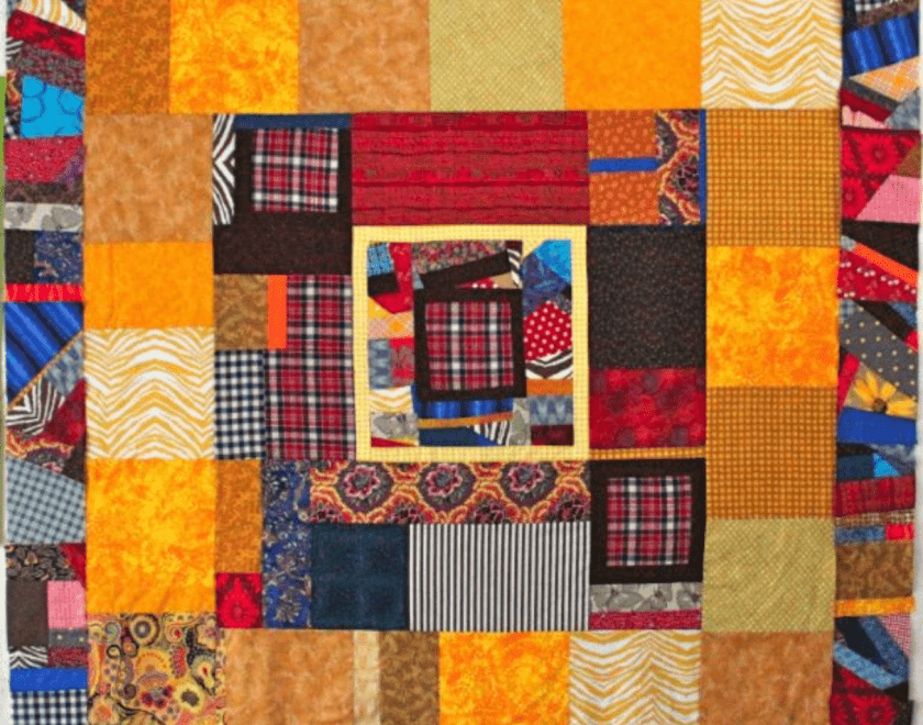Quilt made with different colour fabrics