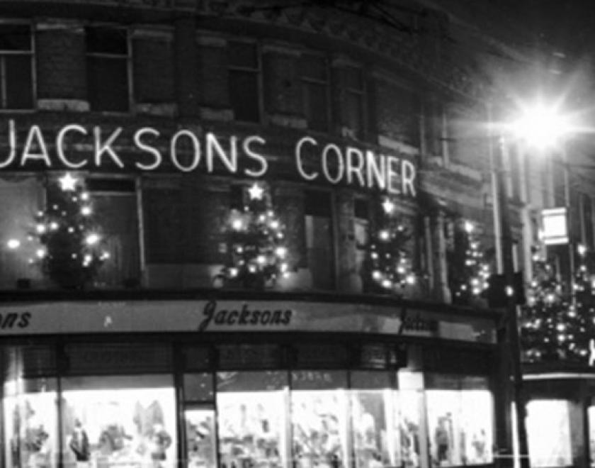 Black and White photo of Jackson Corner