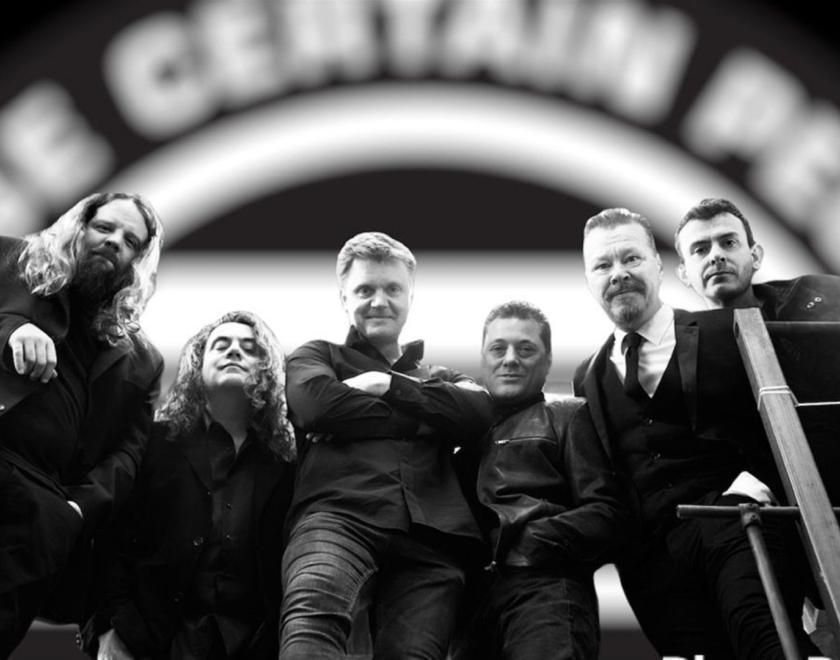 A group photo of These Certain People in black and white.