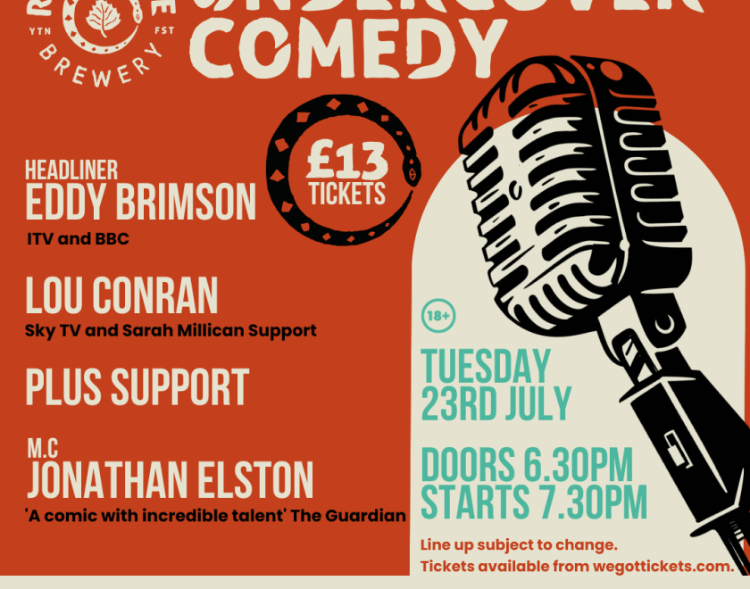 A picture of the poster for the comedy night