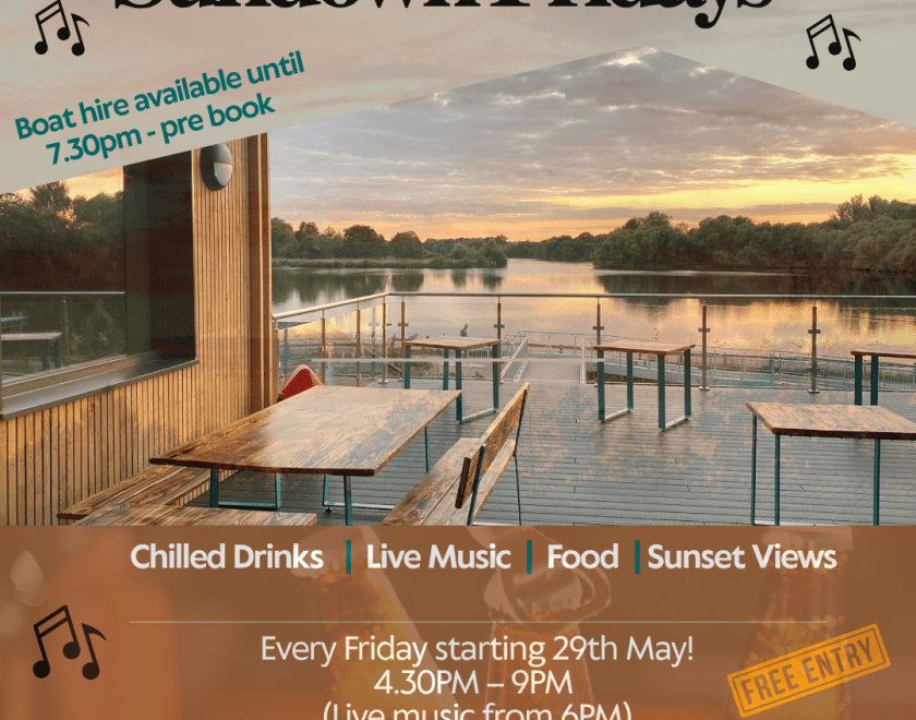 Poster of sunset over dinton pastures lake at the Activity centre 