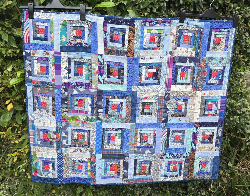 quilt on green background