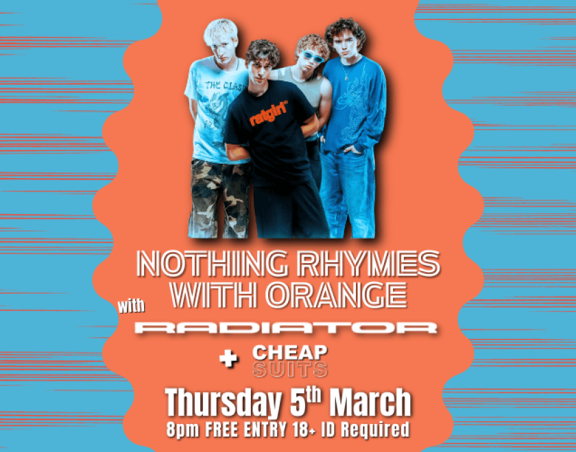 Nothing Rhymes With Orange return to The Purple Turtle  @nrwo.band is a Bristol based indie rock band, packing huge anthemic Melodies with passionate vocals and propelling drums in all their tracks.  With support fron @radiatorbanduk and @cheapsuits.band  FREE ENTRY 18+