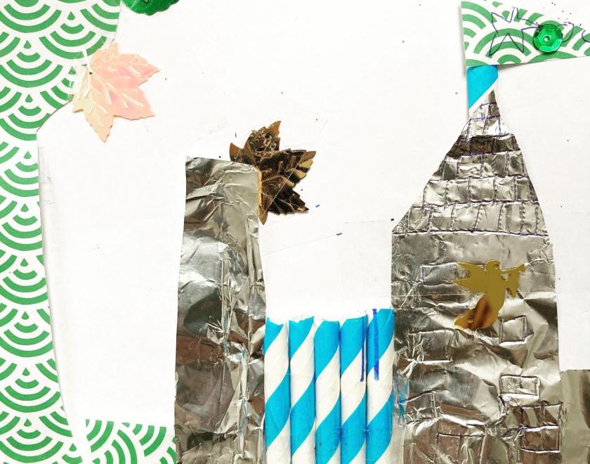 collage art in the style of Gaudi