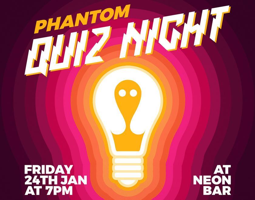 Phantom Quiz Night logo with a lightbulb graphic