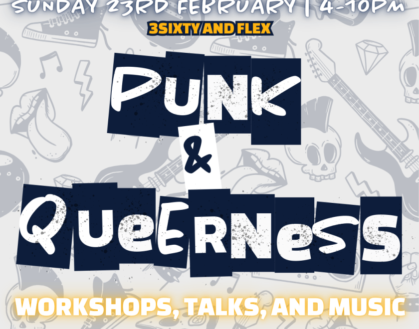 Punk and Queerness written in punk-like broken letters