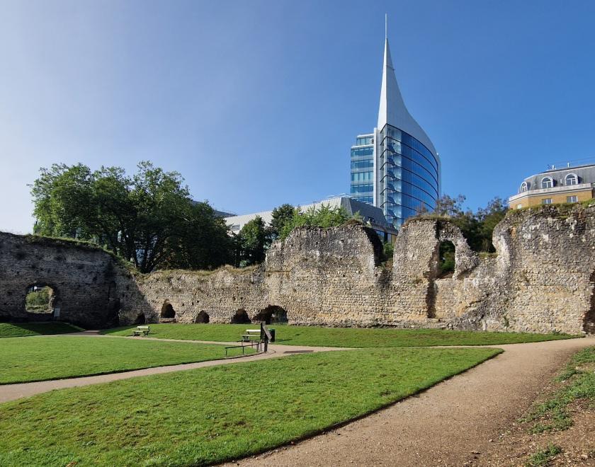 Reading Abbey with The Shard in the distance