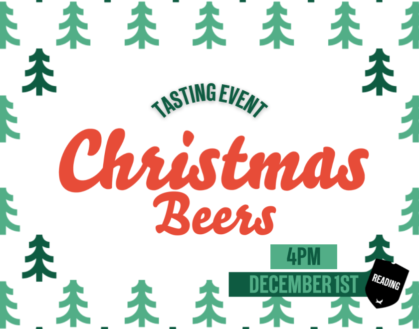 Red text on a white background. Stylised green trees surrounding the text.