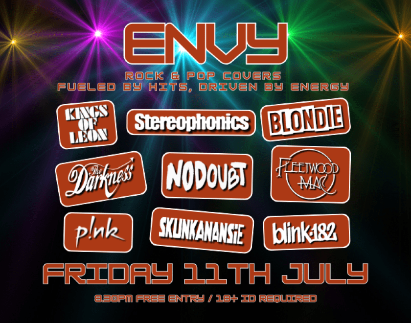 ENVY  Rock and Pop Covers  Fueled by Hits, Driven by energy  FREE ENTRY /18+ ID Required