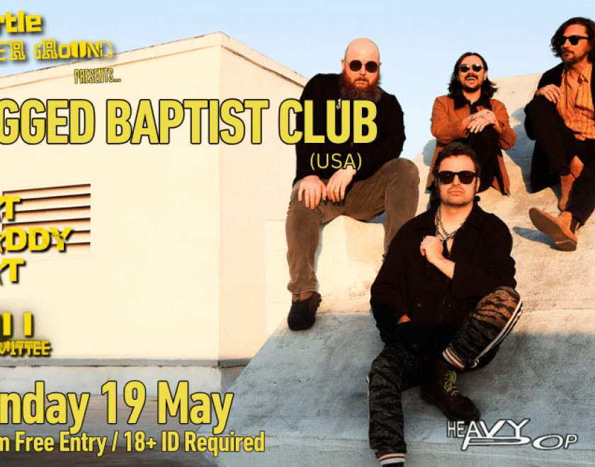 JAGGED BAPTIST CLUB with Eat Daddy Eat and Kill Commitee  "For those who like their indie with a spot of dying seaside town glamour and a drop of psyche, then the Jagged Baptist Club might very much be your club" Backseat Mafia  Having travelled to Joshua Tree, Calif. to record with esteemed producer Alex Newport (At the Drive-In, Bloc Party), the frenzied quartet released their album “Physical Surveillance” on renowned UK indie label Nice Swan in November 2024.  On the live front, the group are already a b