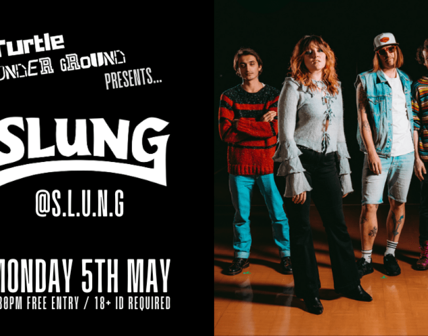 SLUNG - Somewhere between Mazzy Star and Mastodon, Slung flits masterfully between thundering momentum and sinister riffs, to a vulnerability so delicate it catches you entirely off guard.  The four members of Slung currently find themselves flung across Europe but Brighton is their spiritual home. A tight-knit crew of the formerly gifted and talented, Slung deliver blistering riffs, sinister drums and sugary sweet vocals, all wrapped up in a tasty tortellini of 90's slacker rock nostalgia. The group, featu