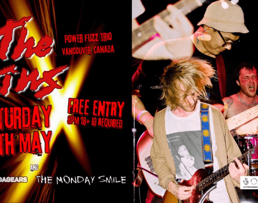 The Jins FUZZ ROCK TRIO Vancouver Canada @thejinsband  If you thought rock was dead, you clearly haven't heard The Jins. The Vancouver based grunge/indie trio have been making waves across social media platforms such as TikTok, where they have been showing off their musical chops and gathering quite a dedicated fanbase with over 20 million plays on Spotify.  with Verdagears and The Monday Smile  FREE ENTRY / 18+ ID Required  ‘Supported using public funding by the National Lottery through Arts Council Englan