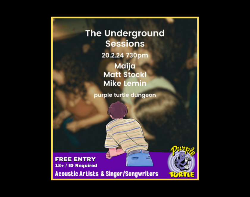 The Underground Sessions: @ The Turtle  A new night for acoustic acts and singer songwriters....