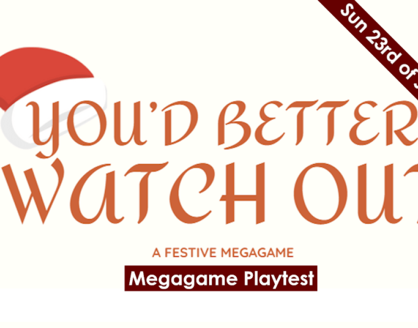 title of the event with a santa hat