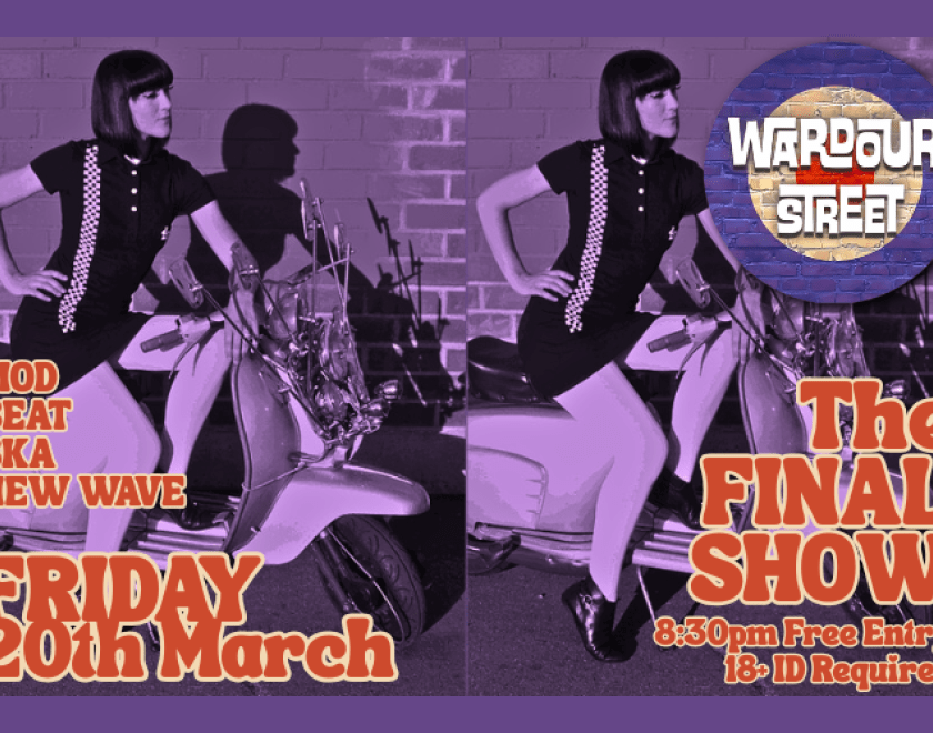 Wardour Street - Play their last gig at The Purple Turtle  After 10 years, and well over 100 amazing gigs, the band has decided that the time has come for us to bring the curtain down on Wardour Street.  FREE ENTRY // 18+ ID Required