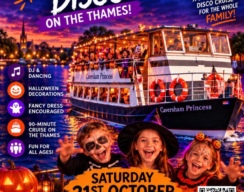GET READY FOR A SPOOKTACULAR FAMILY HALLOWEEN DISCO! 👻🎃 Join us onboard this Halloween for a fun-filled 90-minute disco cruise on the Thames! 🚤🕷️