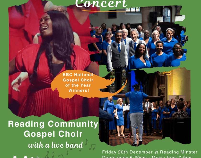 Collage of the choir performing