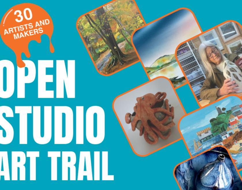 Event poster with multiple images of various artworks