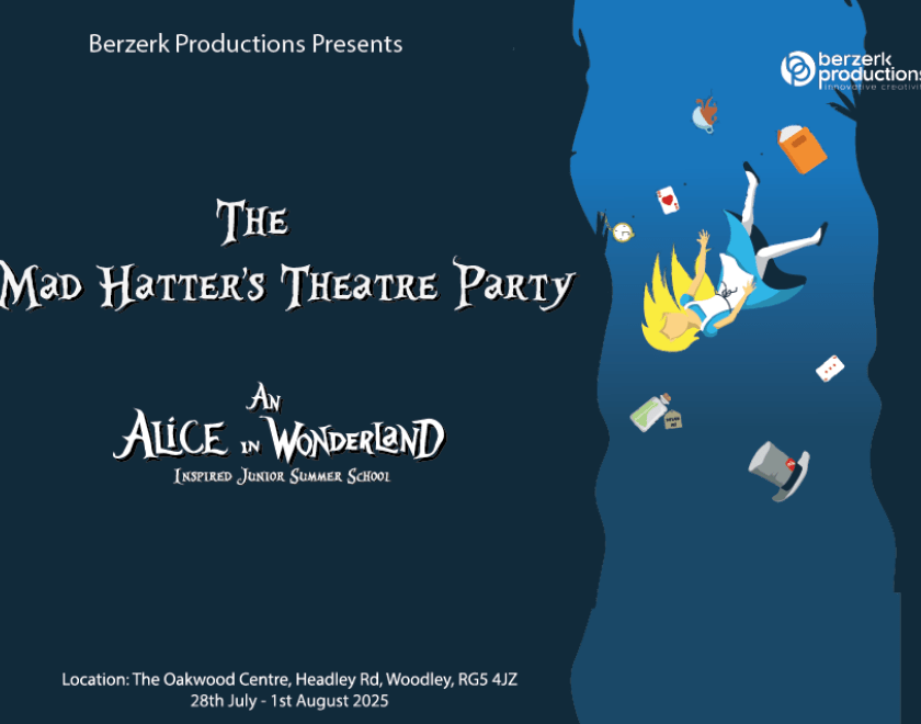 Picture of Alice falling down the rabbit hole with object from the story falling with her.