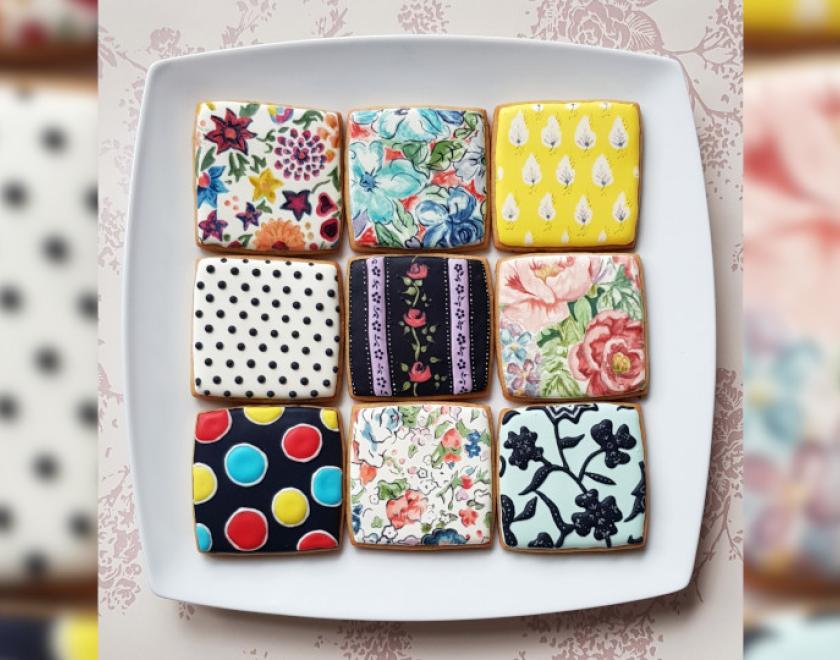 plate of painted biscuits