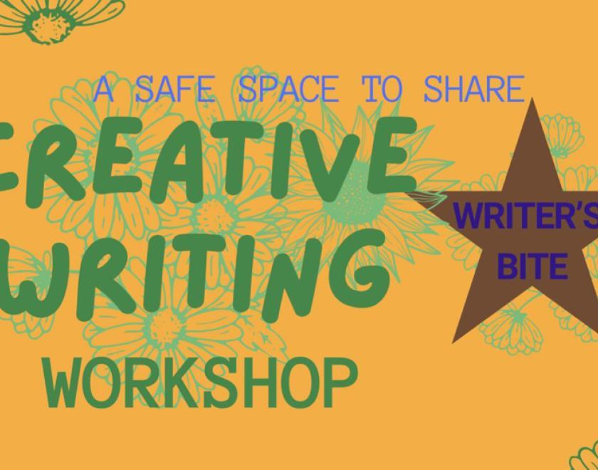 Yellow poster saying "Creative Writing Workshop"