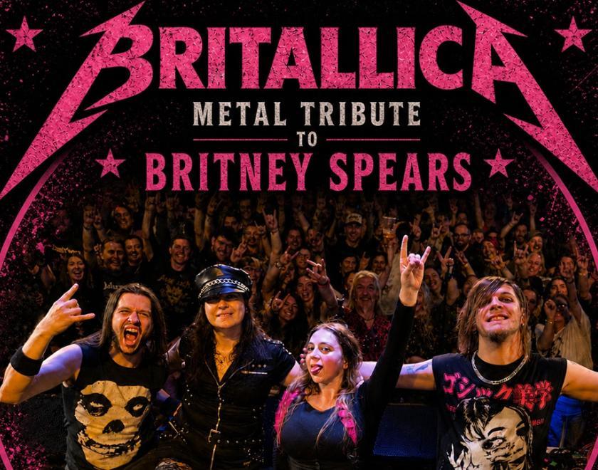 Britallica logo over an image of band members on stage