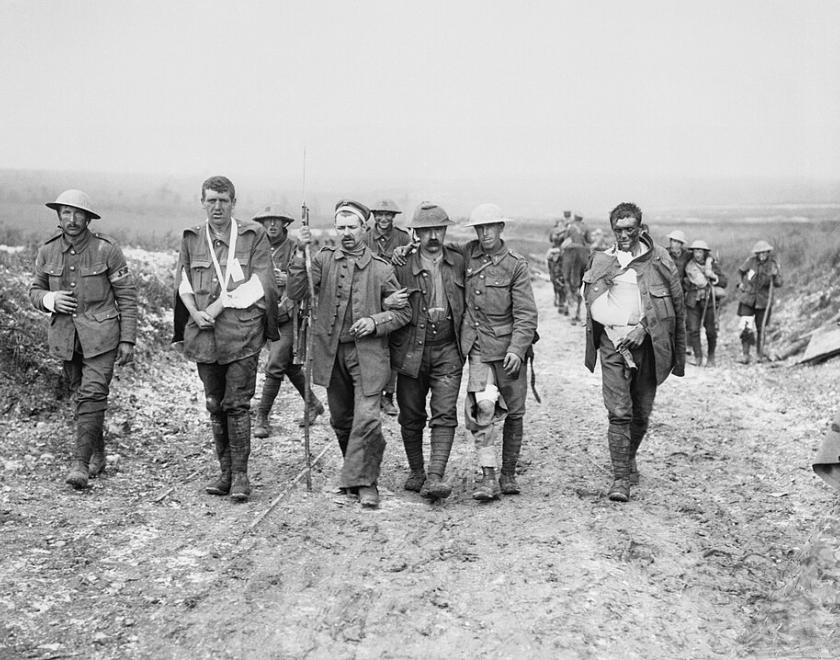 British Wounded near Bernafray Wood on the Somme, in 1916