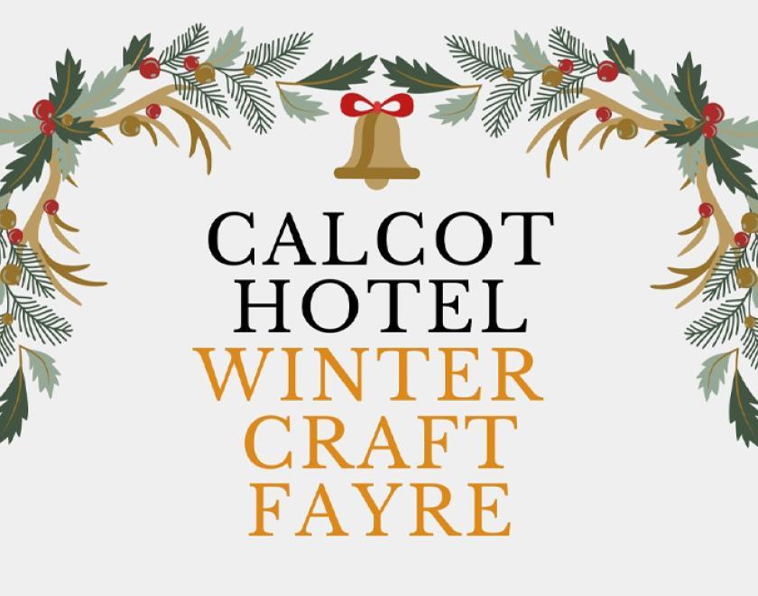 Poster for Calcot Hotel Winter Craft Fayre with a Christmas wreath-like edge