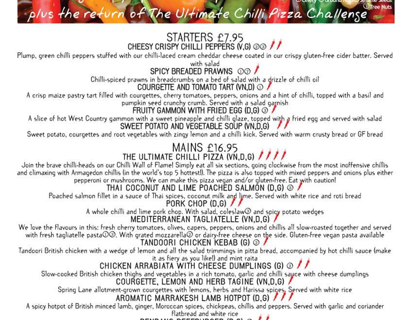 Chilli Week Menu, 10 to 15 October