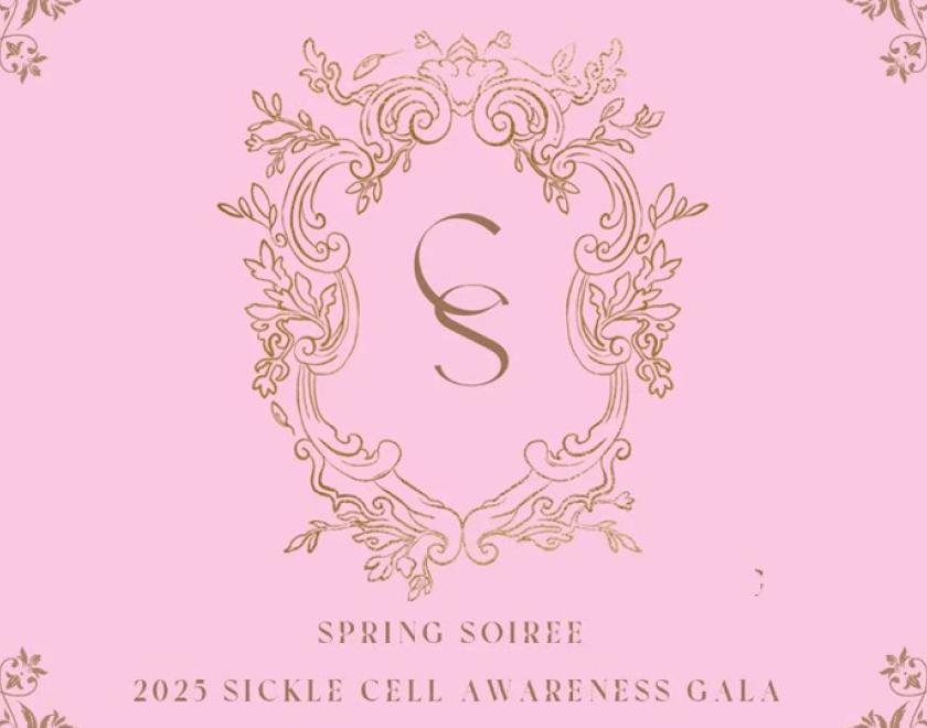 poster for Cianna's Smile Spring Soiree designed like a swanky event invitation in pink and gold