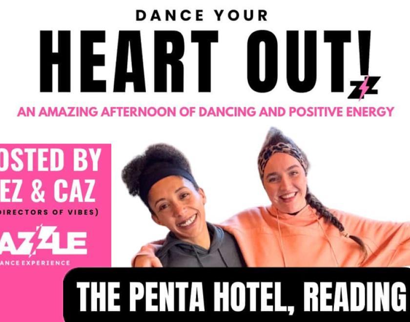 Poster for Dance Your Heart Out with Dazzle Dance Experience with an image of the dance instructors Cz and Cez