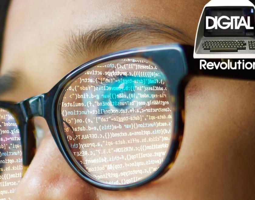 Glasses with digital code reflected in them