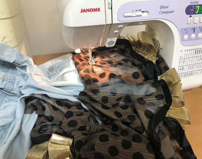Clothes near a sewing machine