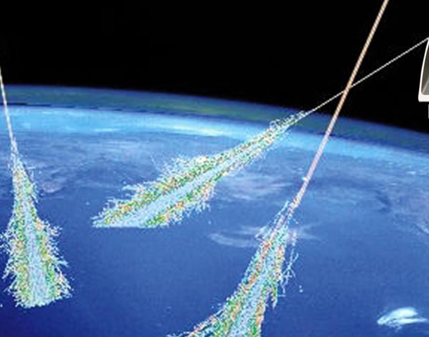 Cosmic rays bombarding the Earth