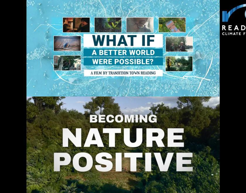 Poster art for the films "What if a Better World Were Possible?" and "Becoming Nature Positive"