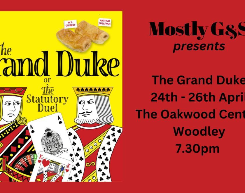 Poster for The Grand Duke featuring two duke figures drawn like kings on playing cards