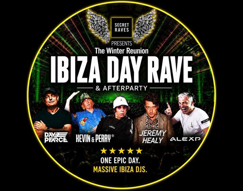 AI generated poster with headshots of the DJs performing and info about the event