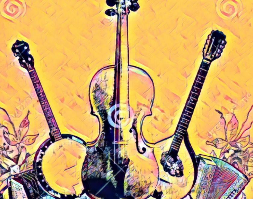 Inage of instruments on an orange background