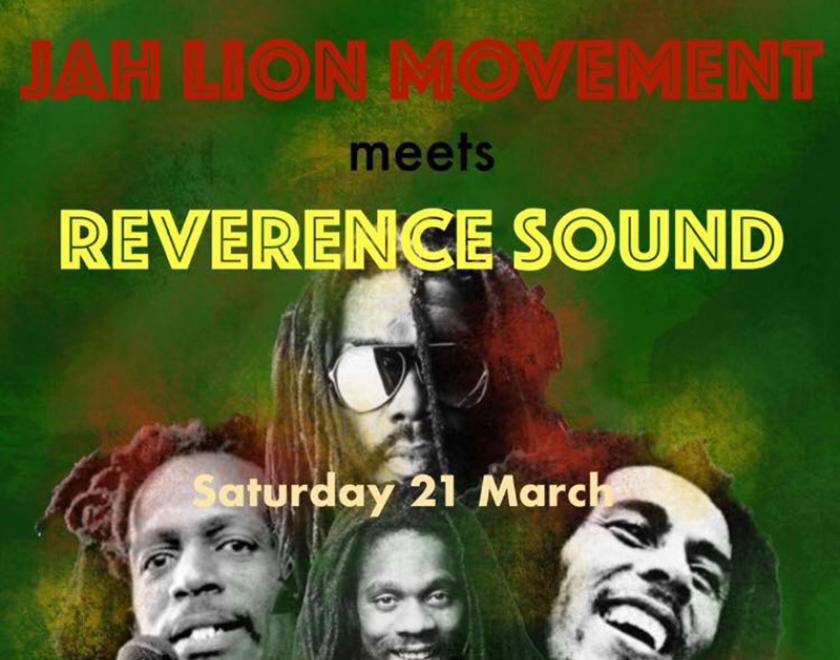 Poster featuring images of reggae singers