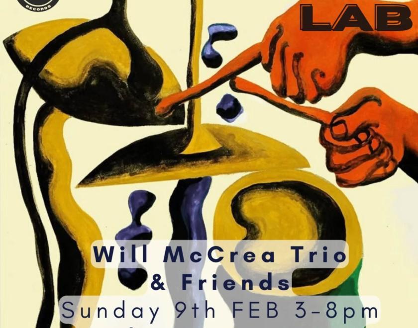 painting of jazz instruments in garish colours