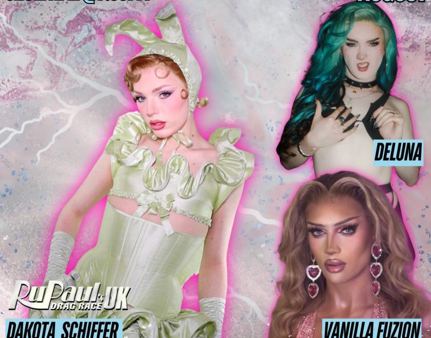 Poster for Kream Cabaret Drag Night with drag queens in sexy outfits