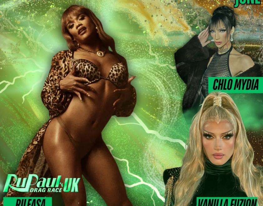 Poster for Kream Cabaret Drag Night with drag queens in sexy outfits